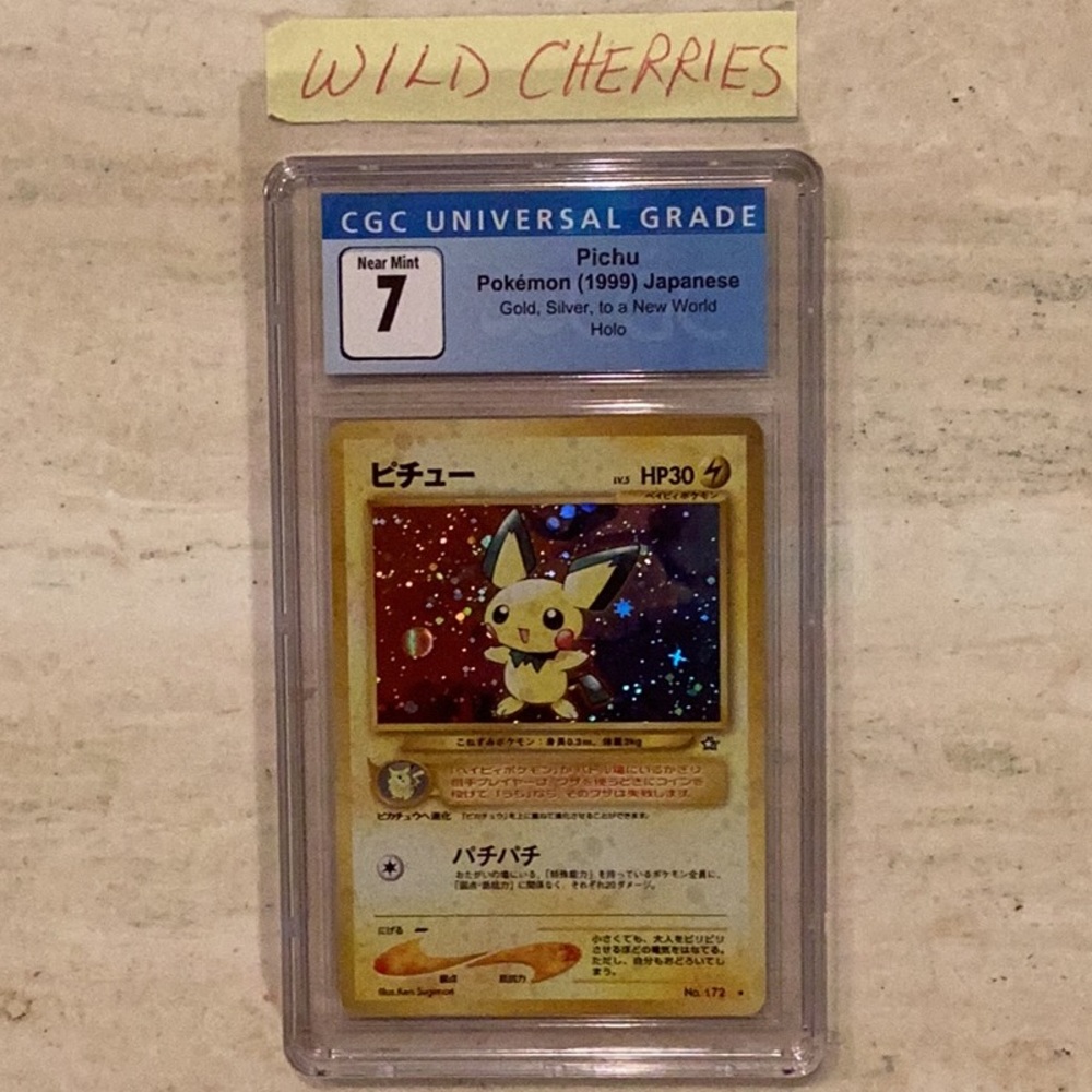 Pichu 1999 Pokemon Holo Japanese No. 172 Gold CGC 7 Graded Pokemon Card #172 TCG - Picture 3 of 8